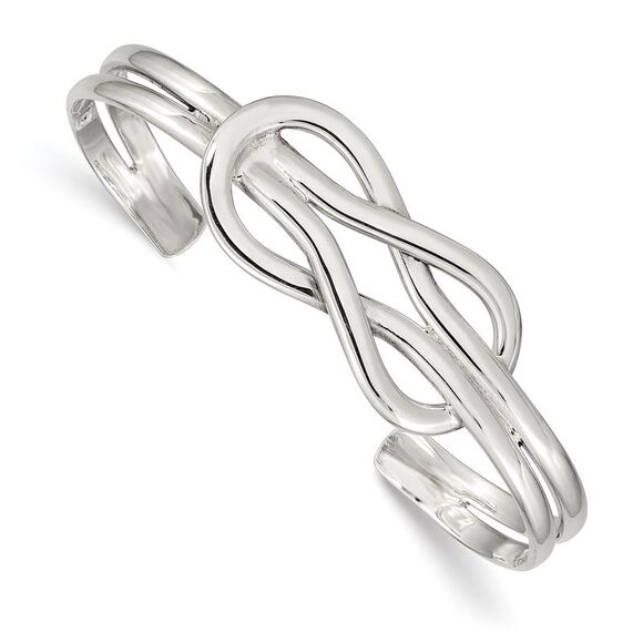 Kazi Luxury Sterling Silver Knot Design Cuff Bangle